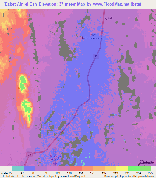 `Ezbet Ain el-Esh,Egypt Elevation Map