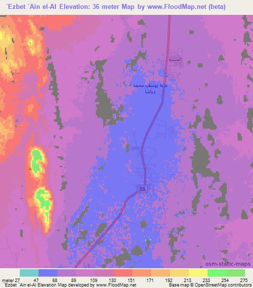 `Ezbet `Ain el-Al,Egypt Elevation Map