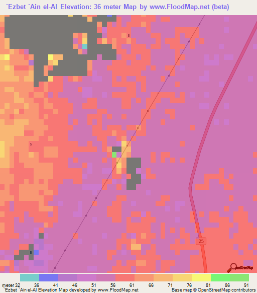 `Ezbet `Ain el-Al,Egypt Elevation Map