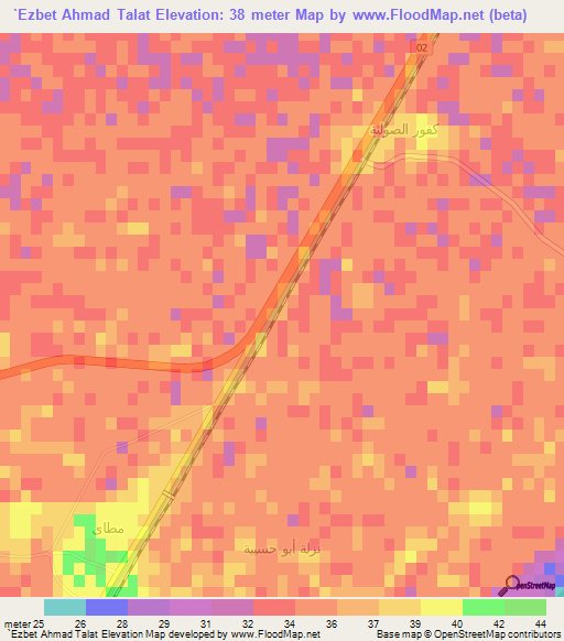 `Ezbet Ahmad Talat,Egypt Elevation Map