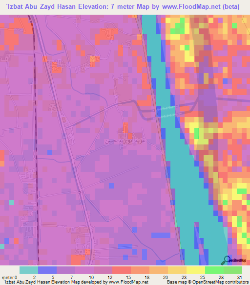 `Izbat Abu Zayd Hasan,Egypt Elevation Map