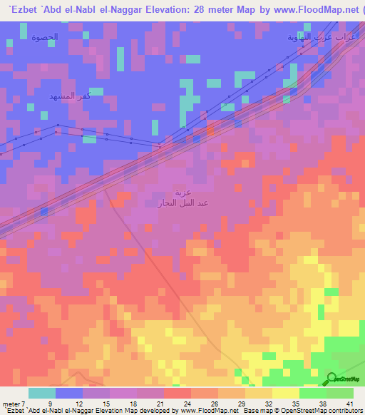 `Ezbet `Abd el-Nabl el-Naggar,Egypt Elevation Map