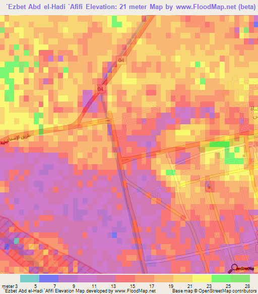 `Ezbet Abd el-Hadi `Afifi,Egypt Elevation Map