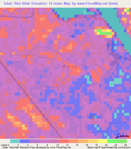 `Izbat `Abd Allah,Egypt Elevation Map