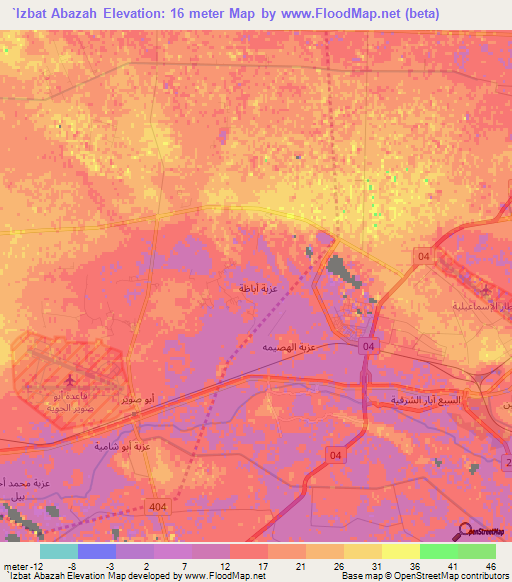 `Izbat Abazah,Egypt Elevation Map