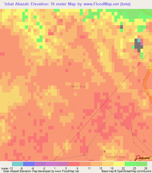 `Izbat Abazah,Egypt Elevation Map