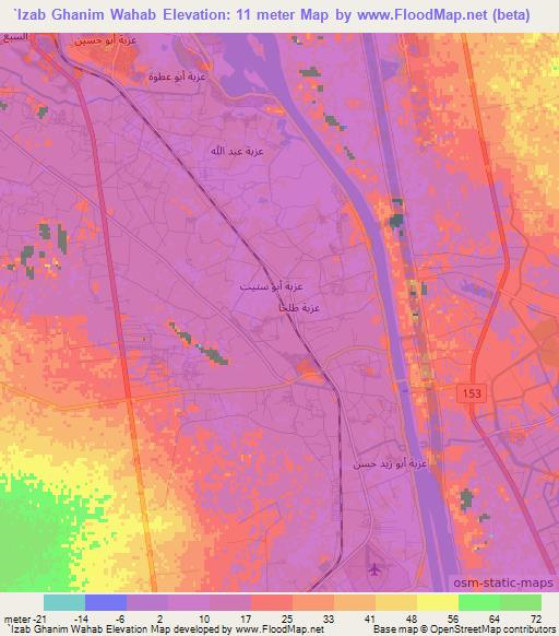 `Izab Ghanim Wahab,Egypt Elevation Map