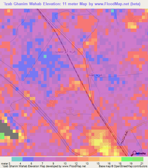 `Izab Ghanim Wahab,Egypt Elevation Map