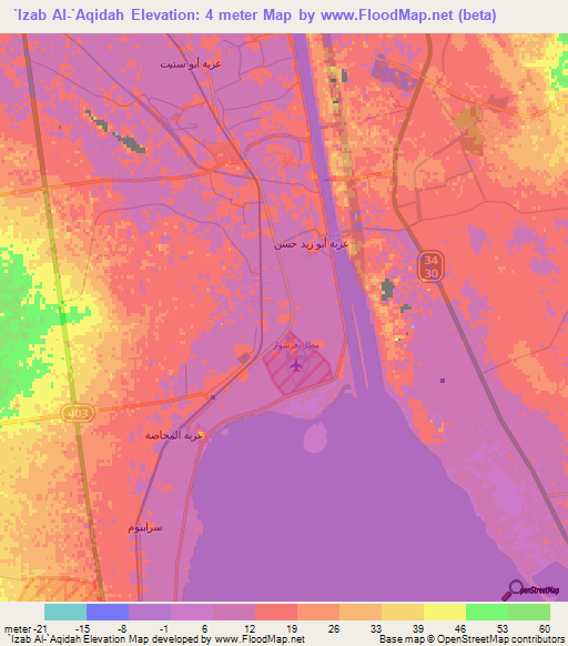 `Izab Al-`Aqidah,Egypt Elevation Map