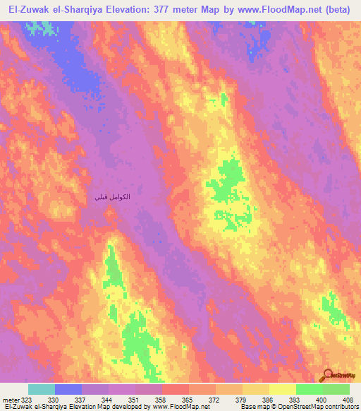 El-Zuwak el-Sharqiya,Egypt Elevation Map