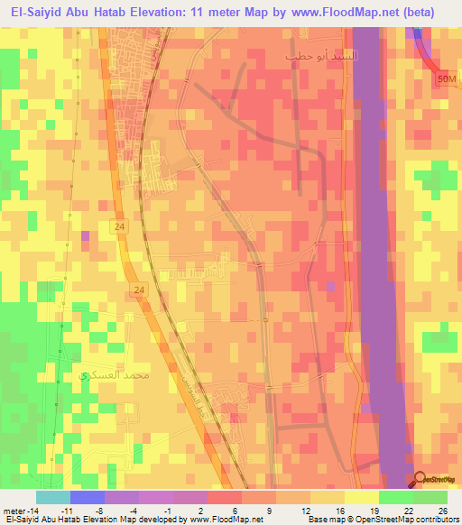 El-Saiyid Abu Hatab,Egypt Elevation Map