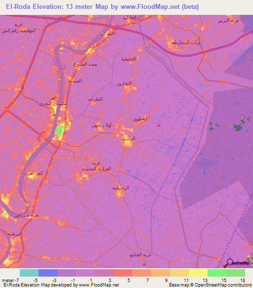 El-Roda,Egypt Elevation Map