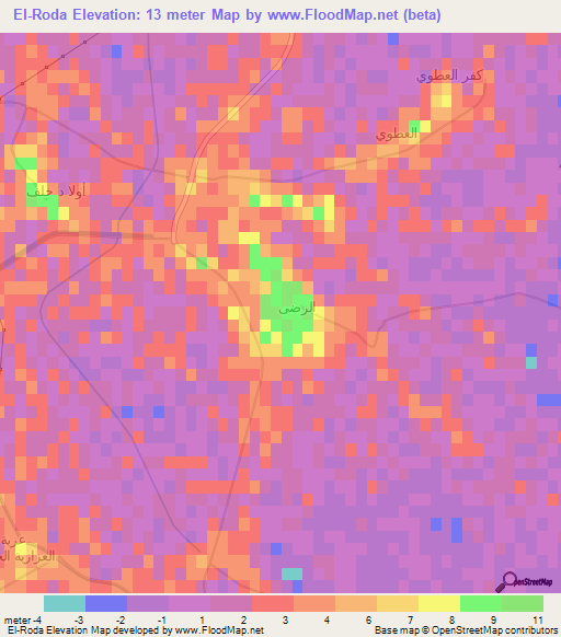 El-Roda,Egypt Elevation Map