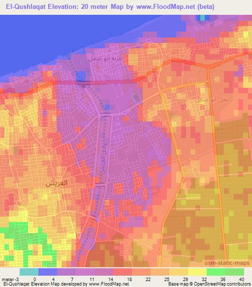 El-Qushlaqat,Egypt Elevation Map