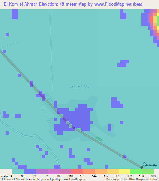 El-Kom el-Ahmar,Egypt Elevation Map