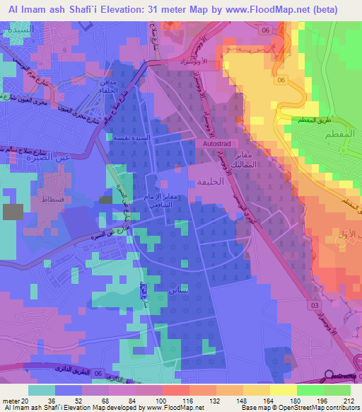 Al Imam ash Shafi`i,Egypt Elevation Map