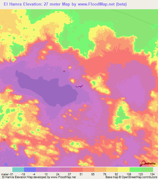 El Hamra,Egypt Elevation Map