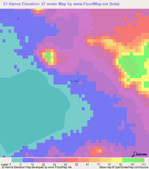 El Hamra,Egypt Elevation Map