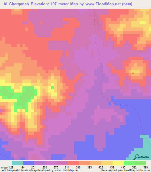 Al Gharqanah,Egypt Elevation Map