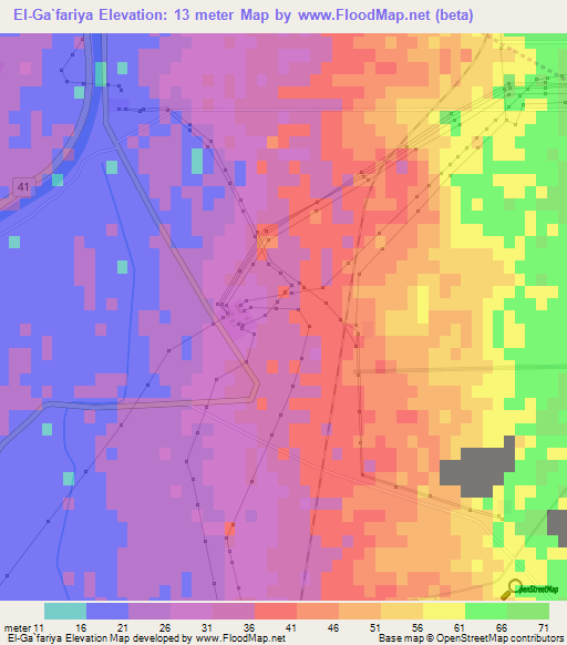 El-Ga`fariya,Egypt Elevation Map