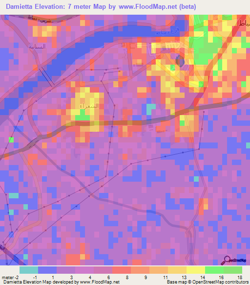Damietta,Egypt Elevation Map
