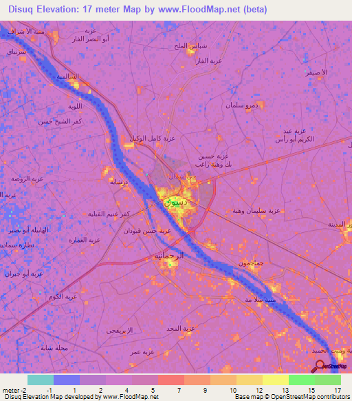 Disuq,Egypt Elevation Map