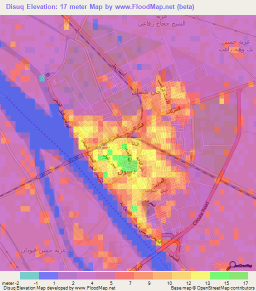 Disuq,Egypt Elevation Map