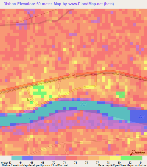 Dishna,Egypt Elevation Map