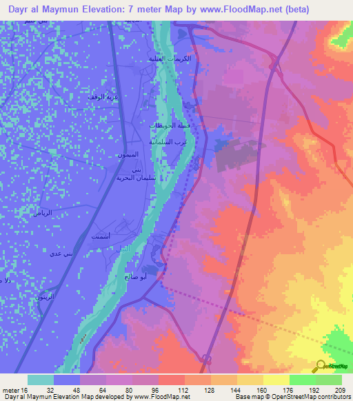 Dayr al Maymun,Egypt Elevation Map