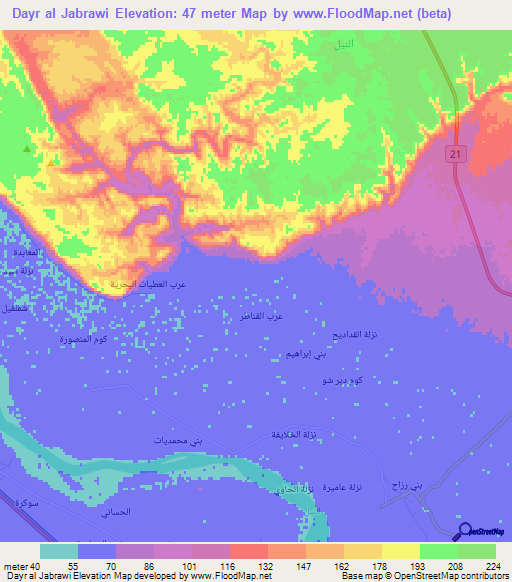 Dayr al Jabrawi,Egypt Elevation Map