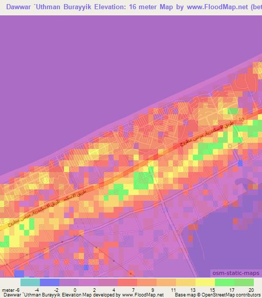 Dawwar `Uthman Burayyik,Egypt Elevation Map