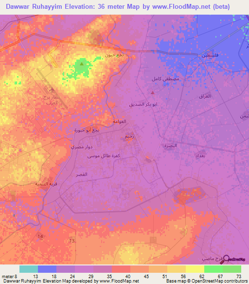 Dawwar Ruhayyim,Egypt Elevation Map