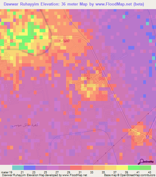 Dawwar Ruhayyim,Egypt Elevation Map