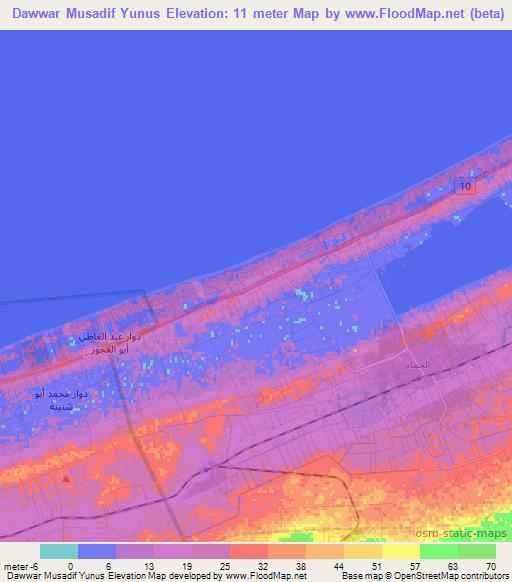 Dawwar Musadif Yunus,Egypt Elevation Map