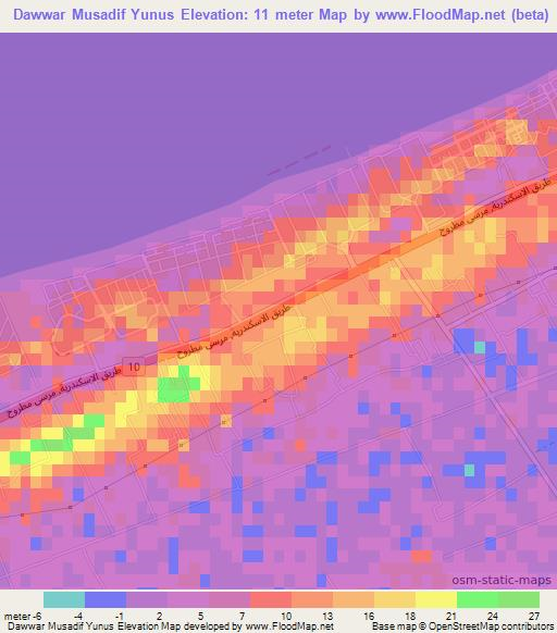 Dawwar Musadif Yunus,Egypt Elevation Map