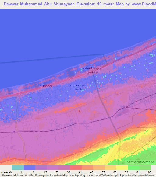 Dawwar Muhammad Abu Shunaynah,Egypt Elevation Map