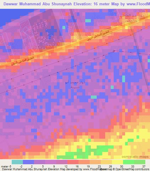 Dawwar Muhammad Abu Shunaynah,Egypt Elevation Map