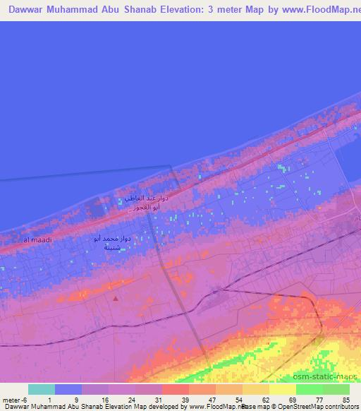 Dawwar Muhammad Abu Shanab,Egypt Elevation Map