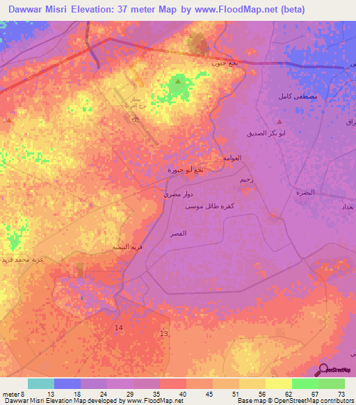 Dawwar Misri,Egypt Elevation Map