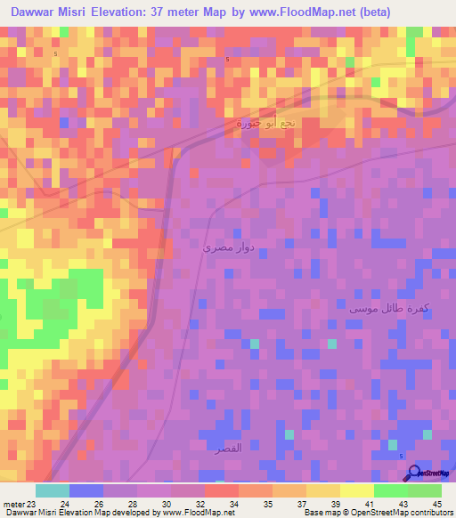 Dawwar Misri,Egypt Elevation Map