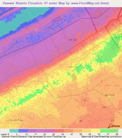 Dawwar Khamis,Egypt Elevation Map