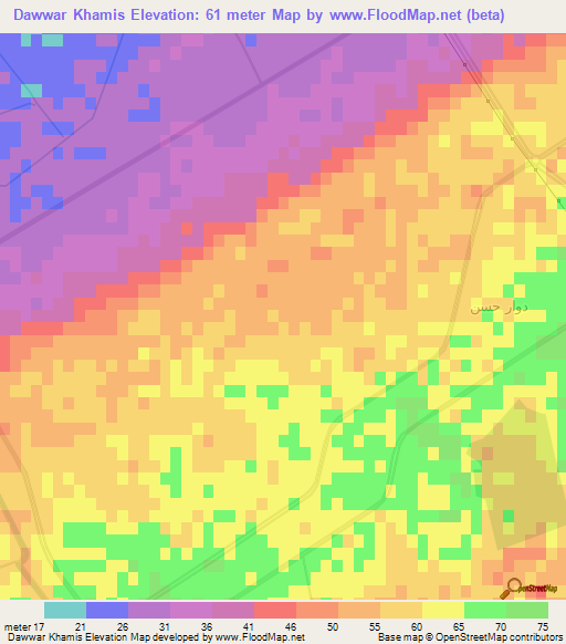 Dawwar Khamis,Egypt Elevation Map