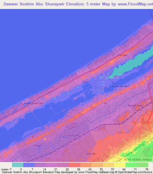 Dawwar Ibrahim Abu Shunaywir,Egypt Elevation Map