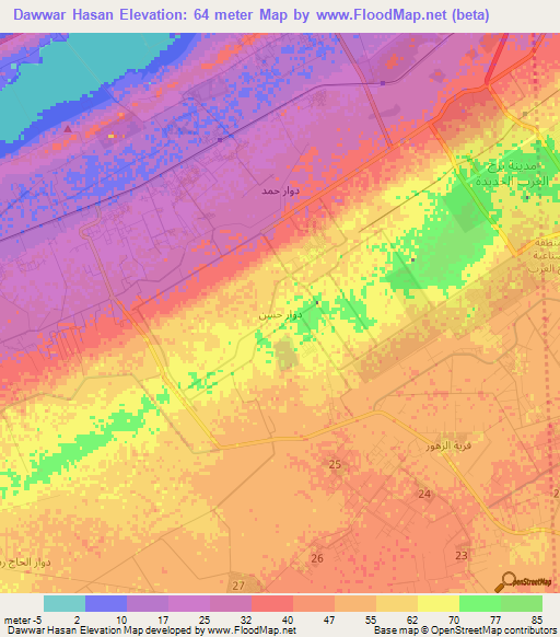 Dawwar Hasan,Egypt Elevation Map