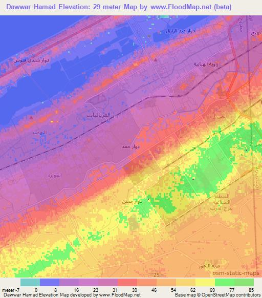 Dawwar Hamad,Egypt Elevation Map