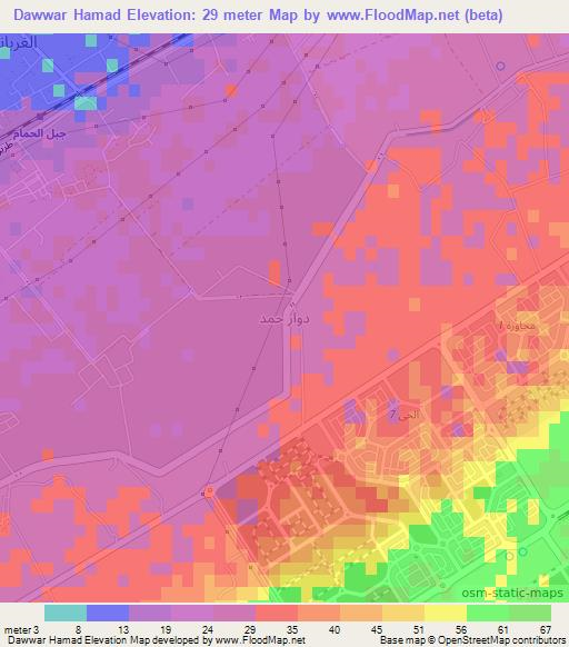 Dawwar Hamad,Egypt Elevation Map