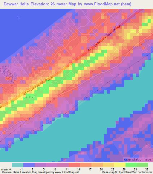 Dawwar Halis,Egypt Elevation Map