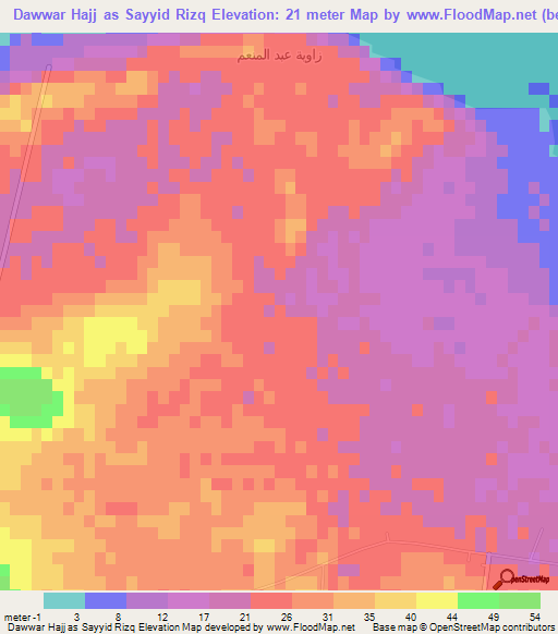 Dawwar Hajj as Sayyid Rizq,Egypt Elevation Map