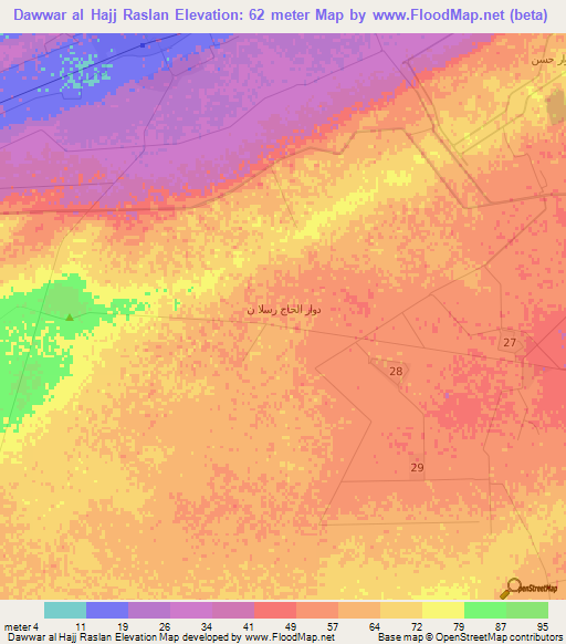 Dawwar al Hajj Raslan,Egypt Elevation Map