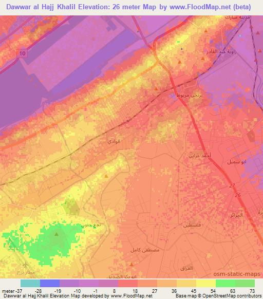 Dawwar al Hajj Khalil,Egypt Elevation Map